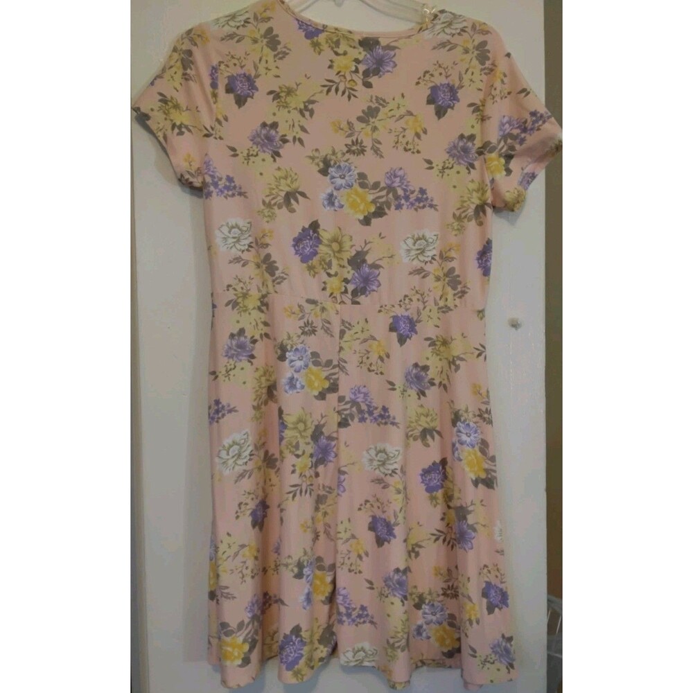 Bobbie Brooks Pink Floral Baby Doll Style Dress With Pockets Size Large